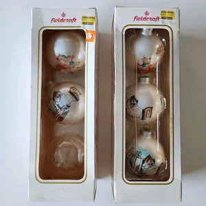 Bunnykins Christmas Ornaments Beatrix Potter Bed Fireplace Rabbits Glass Vintage - Bild 1 von 14