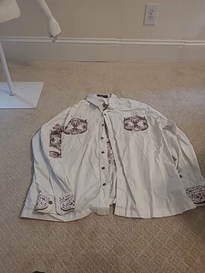 Royal Prestige Hemd Herren 3XL Weiß Farbe Bestickt Knopfleiste Langarm - Bild 1 von 10