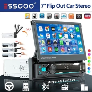 7" Single DIN Car Stereo Radio Flip Out Touch Screen MP5 Bluetooth USB AUX TF - Picture 1 of 15
