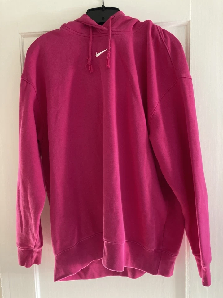 Nike Pink Hooded Sweatshirt Medium Nike Pullover Hoodie Womens Medium Oversized - Image 1 of 4