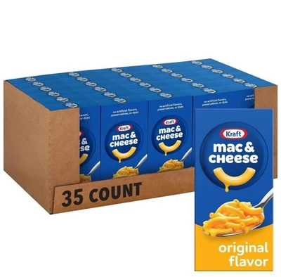 Cena de macarrones y queso Kraft Original Mac N Cheese, paquete de 35 quilates, caja de 7,25 oz Foto 1 de 4