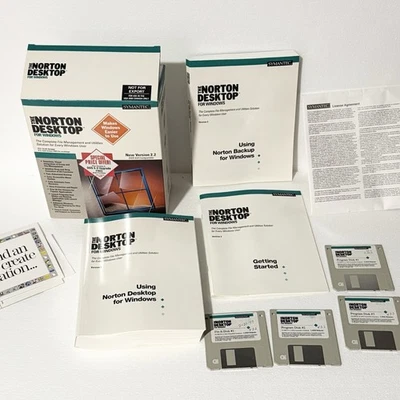 Винтажный настольный компьютер Symantec Norton для Wndows DOS IBM программное обеспечение диск книги с ПОДПИСЬЮ - Изображение 1 из 4