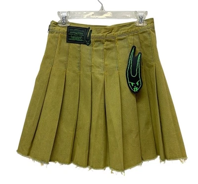Levi's X Barbie Ferreira Bright Green Pleated Short Denim Jean Skirt Size S NEW - Image 1 of 4