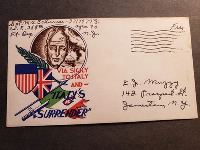 APO 90 FORT DIX, NEW JERSEY 1943 WWII Cover 358th Infantry Cachet Soldier's Mail - Image 1 of 2