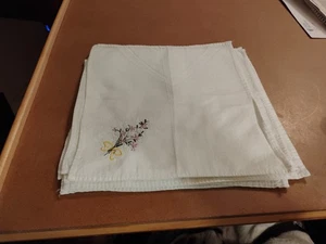 Lot Of 9 Vintage Handkerchief Hand Embroidered Flower Hankies approx 10” - Picture 1 of 9