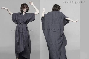 Cárdigan kimono de lino. Plumero kimono de lino. Capa kimono de lino. Vestido bata kimono - Imagen 1 de 48