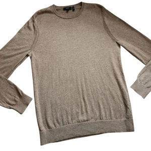 Theory Sweater Mens Large Crewneck Pullover Merino Wool Blend Preppy Tan - Picture 1 of 4