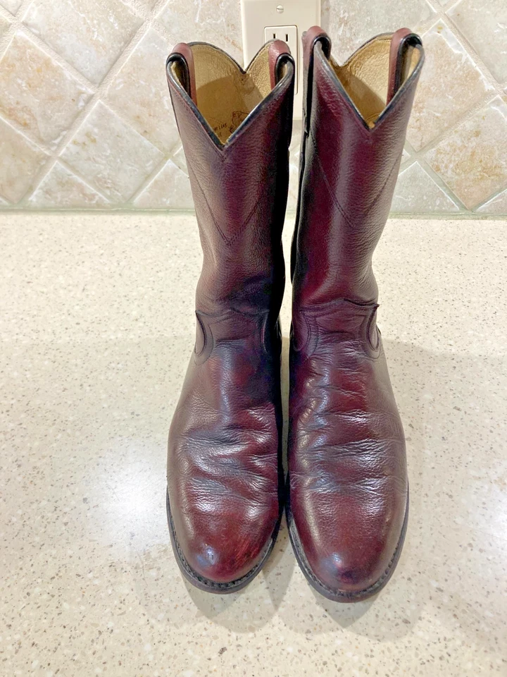 Justin женщин бордовый/бордовый вина кожи веревки середины икры ботинки SZ 7B - Изображение 1 из 4