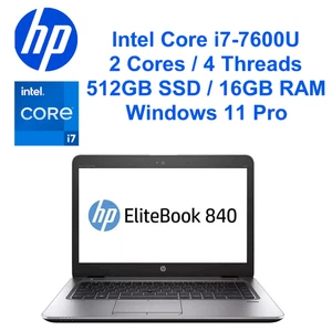HP EliteBook 840 G4 Laptop 14" 1080p i7-7600U 16GB 512GB New Batt. - Excellent - Picture 1 of 11