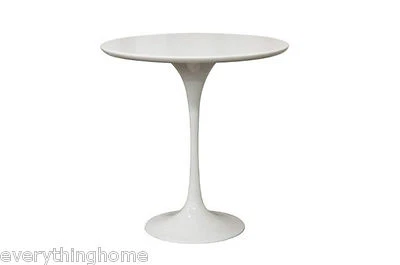 EVERYTHINGHOME White Tulip Side End Table Wood Top Metal Base Mid-Century Modern Designer 20"