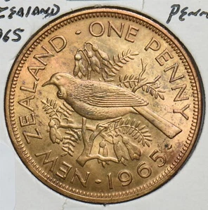 New Zealand 1965 Penny Tui Bird 198945 combine shipping - Picture 1 of 2