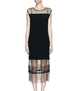 HELMUT LANG Engineered Lace Shift Dress in Black Size 0 - $695 - Picture 1 of 7