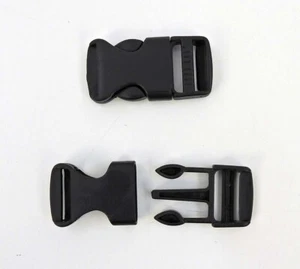 50 piezas de hebillas de liberación lateral de 3/4"" (planas), ajuste a correas de 3/4"" pulgadas, plástico negro - Imagen 1 de 1