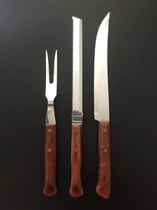 Vintage German Solingen Tranchierset 3tlg. Fleischschneidemesser Gabel Palisandergriff - Bild 1 von 11