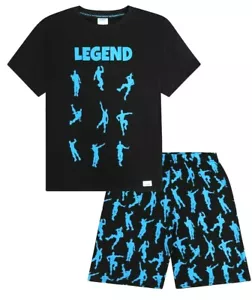 Jungen Emote Legend Dance Gaming kurzer Pyjama schwarz blau Baumwolle - Bild 1 von 5