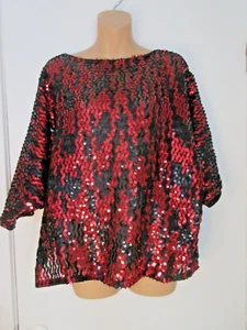 TOP DONNA M/L/XL vintage Rob Hill per Mister Jay anni 80 paillettes dolman top manica - Foto 1 di 8