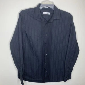 Camisa abotonada Calvin Klein para hombre L negra manga larga - Imagen 1 de 3