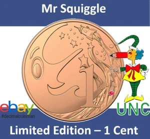 🔵 1 x UNC 2019 "MOON FACE" - Mr Squiggle 1 Cent Coin - Picture 1 of 4