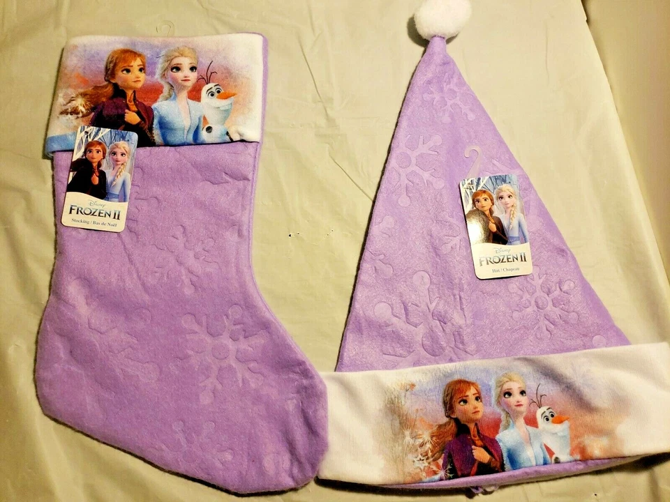 Nuevo Sombrero de Papá Noel Disney Frozen 2 y Medias de Navidad Elsa y Anna  Foto 1 de 4