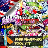 36"x60" JDM HF Anime Cartoon Sticker Bomb Car Vinyl Sticker Wrap Decal Sheet DIY