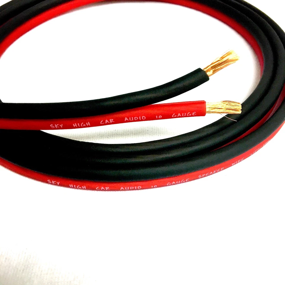 10 ft TRUE 10 Ga OFC AWG RED/BK Sky High Car Audio Speaker Wire Home Audio