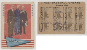 1961 Baseball Greats Ty Cobb Zack Wheat Home Run Baker Checklist (Baker Wheat)