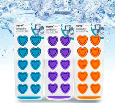 Heart Shape Mould Ice Cube Tray Collapsible Silicone Jelly Shots Chocolates x 10 - Image 1 of 4