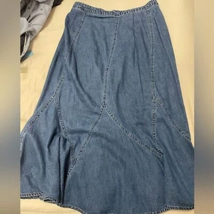 VINTAGE DENIM SKIRT A-Line Midi Size 10 - Picture 1 of 3