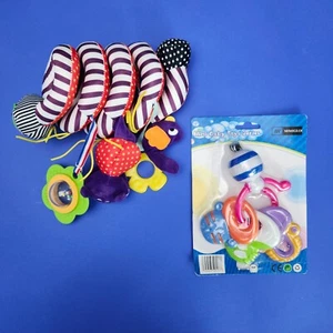 Baby Stroller Car Seat Cot Bed Baby Activity Spiral Hanging Toy and Teether Ring - Picture 1 of 8