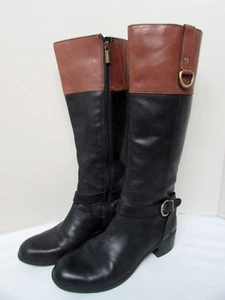 Bandolino Women's Leather Riding Boots Two-Tone Sz 7 1/2 Bochamberw Knee High - Picture 1 of 14