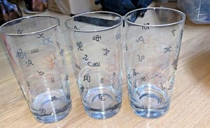 3 Vintage TEXAS INSTRUMENT DECORATIVE GLASSES w/ Branding Iron Logos ? - Picture 1 of 7
