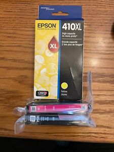 Genuine Epson 410XL Yellow Ink Cartridge High Capacity, Photo Black, AND Magenta