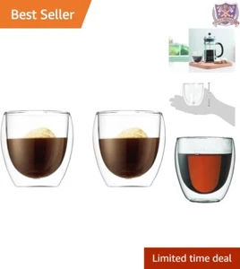 Borosilicate Glasses 8oz Insulated Double-Wall Set 2 Pack Home Use Clear - Picture 1 of 8