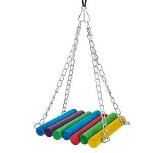 Bird Toy Swing Colorful Hanging Fun Parrot Play On Sit For Parakeet and Birds - Picture 1 of 2