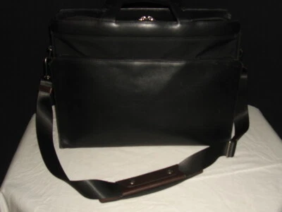TUMI Black Leather/Ballistic Nylon Deluxe Laptop/Briefcase W/Strap #2962D EUC - Image 1 of 4