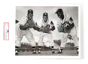 1958 Milwaukee Braves Starting World Series Outfield Aaron, Bruton Covington PSA - Picture 1 of 4