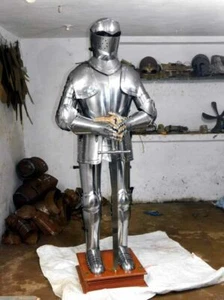 Medieval Armor Suit Battle Ready Armor Costume Steel Armor Suit W Sword & Stand - Picture 1 of 2