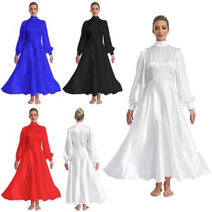 Mujeres Ropa de Baile Alabanza Bata Maxi Vestido Vestido de Salón Adoración Festival Danza - Imagen 1 de 45