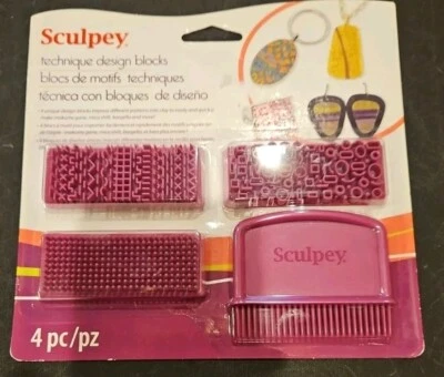 BLOQUES DE DISEÑO TÉCNICA SCULPEY ~ 4 PIEZAS MOKUME GANE BARGELLO CAMBIO DE MICA *NUEVO Foto 1 de 2