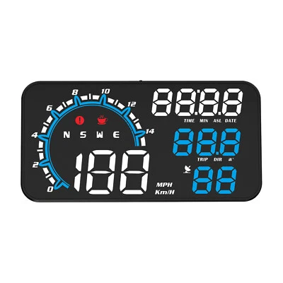 Gauge GPS Digital Speedometer Car HUD Head Up Display MPH KMH Overspeed Alarm - Image 1 of 4