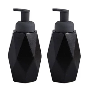 Set Mit 2 Keramik Premium Flüssige Seife Lotion Spender Handwäsche Schwarz 400ml - Picture 1 of 4