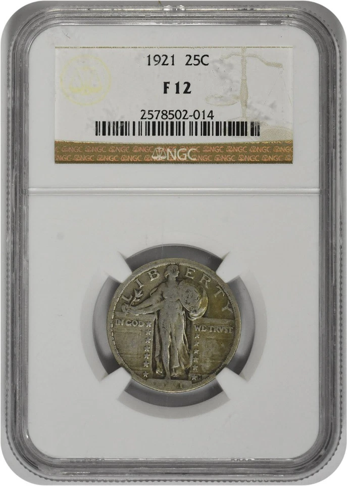 1921 Standing Liberty Silver Quarter F12 NGC - Image 1 of 2