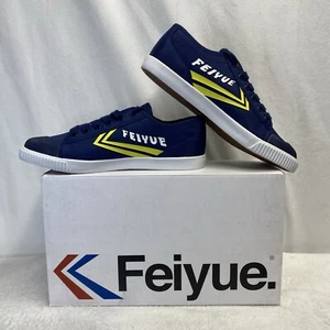 FEIYUE FE LO II Fallschirm Nylon Spitze Freizeit Turnschuhe Herren Gr. 8 Marineblau/Gelb Neu - Bild 1 von 13