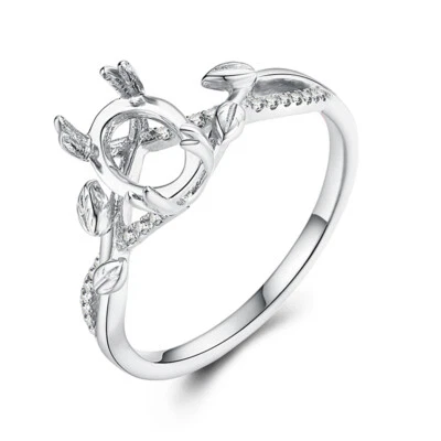 Solid 10k White Gold Oval 8x6mm Diamonds Semi Mount Wedding Ring Setting Jewelry - Image 1 of 4