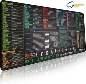 Excel Shortcuts Mouse Pad - 800mm x 300mm Non-Slip Desk Mat for Office - Picture 1 of 6