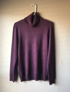 New Calvin Klein Sweater Purple Long Sleeve Turtleneck Preppy Sweater Women’s L - Picture 1 of 12