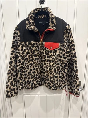 Chaqueta de mezclilla Veronica Beard Anita piel sintética estampado de leopardo frente a presión, L Foto 1 de 3