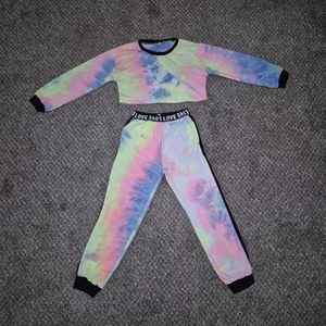 Love Neon Tie-Dye Long Sleeve Crop Top and Jogers Set Teen Juniors Size 12 - Picture 1 of 18