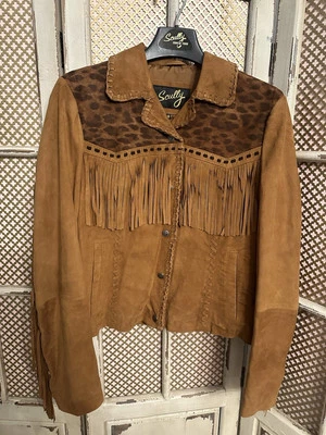 Scully Suede Leopard Print/ Brown  Fringe Jacket Size M - Image 1 of 3