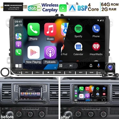 Für VW T6 Transporter Multivan Apple Carplay Android 15 Autoradio GPS DAB+ Navi - Bild 1 von 4